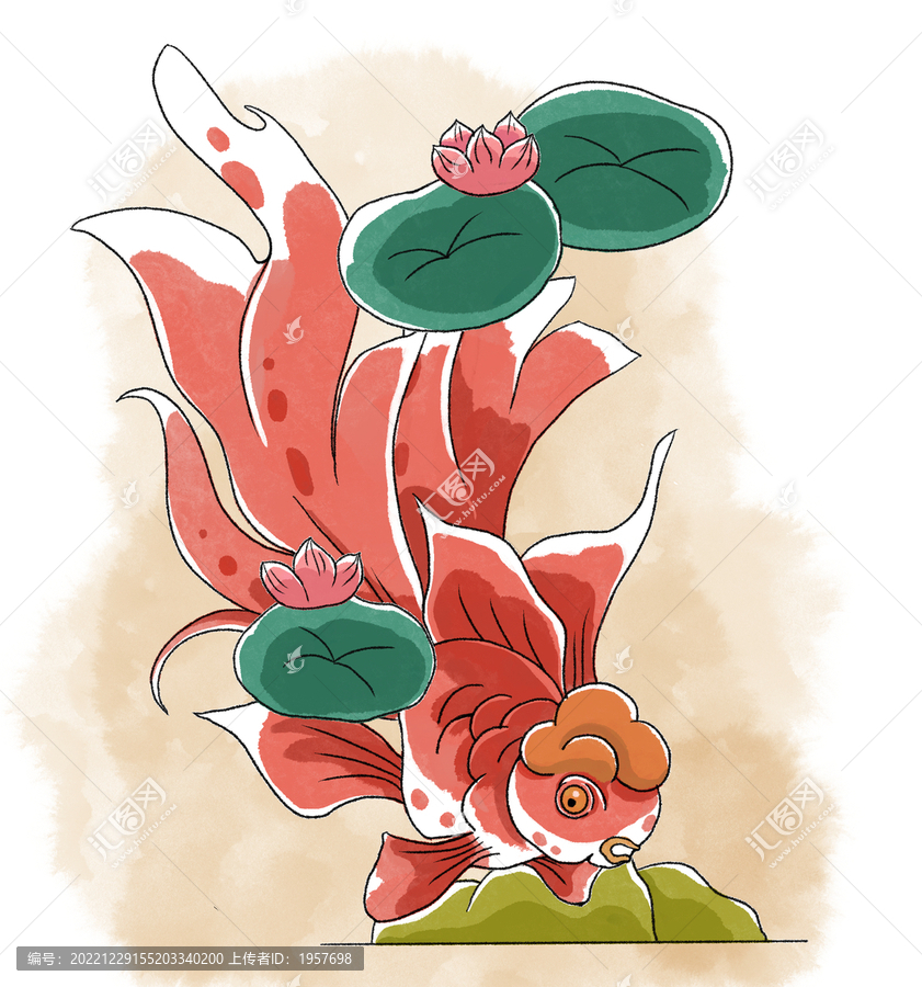 國(guó)潮蓮花金魚裝飾畫