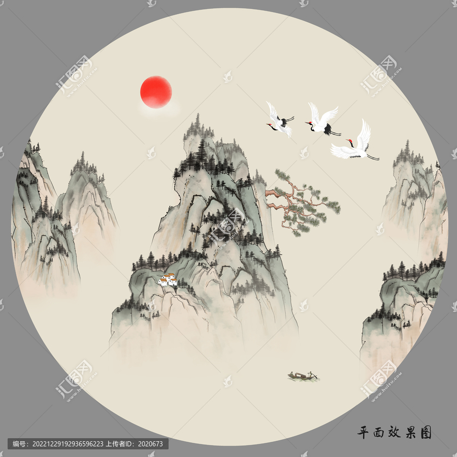 屏風(fēng)墨韻禪意山峰云霧