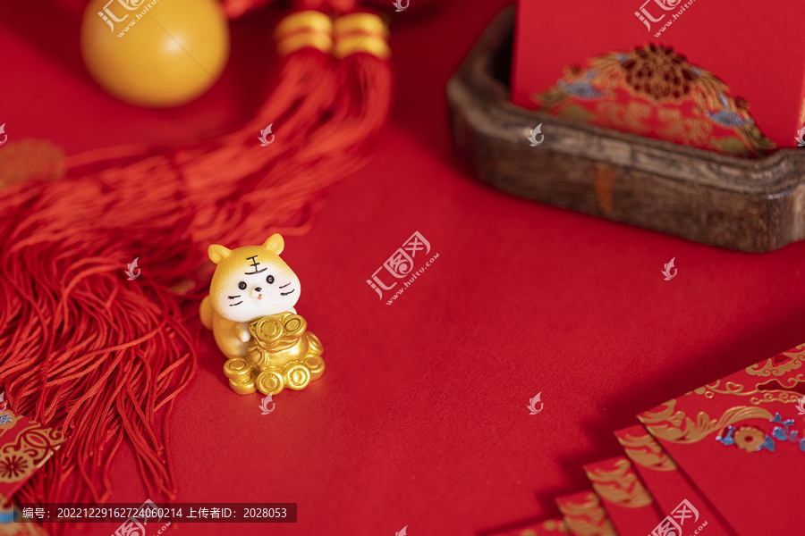 小老虎创意春节红色素材