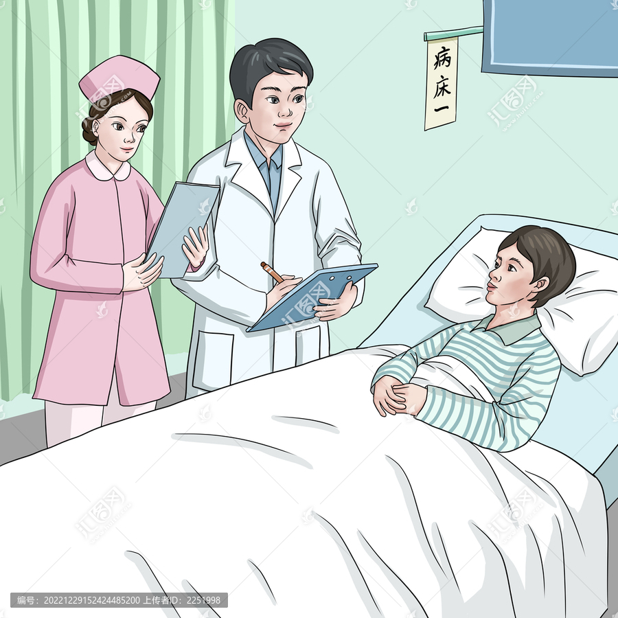 醫(yī)生護士與病人場景插圖