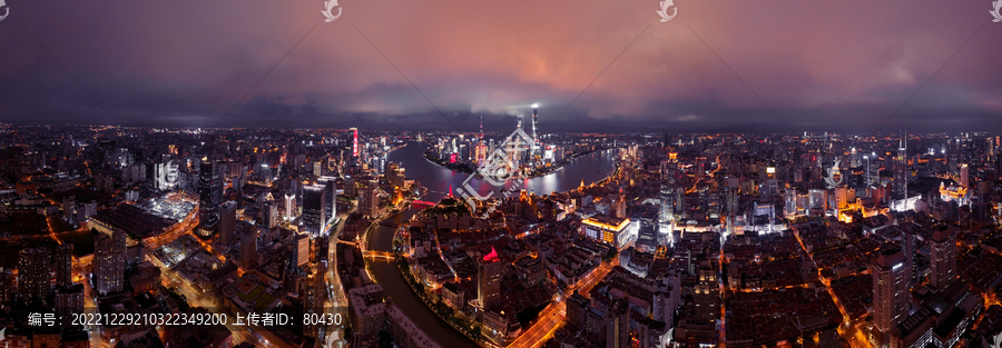 上海天际线夜景全景