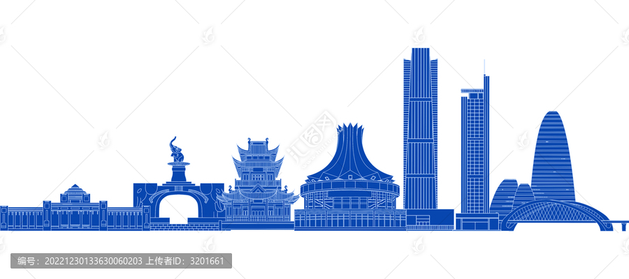 剪影廣西南寧地標(biāo)建筑群