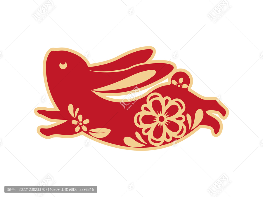 紅色兔年奔跑飛躍的兔子