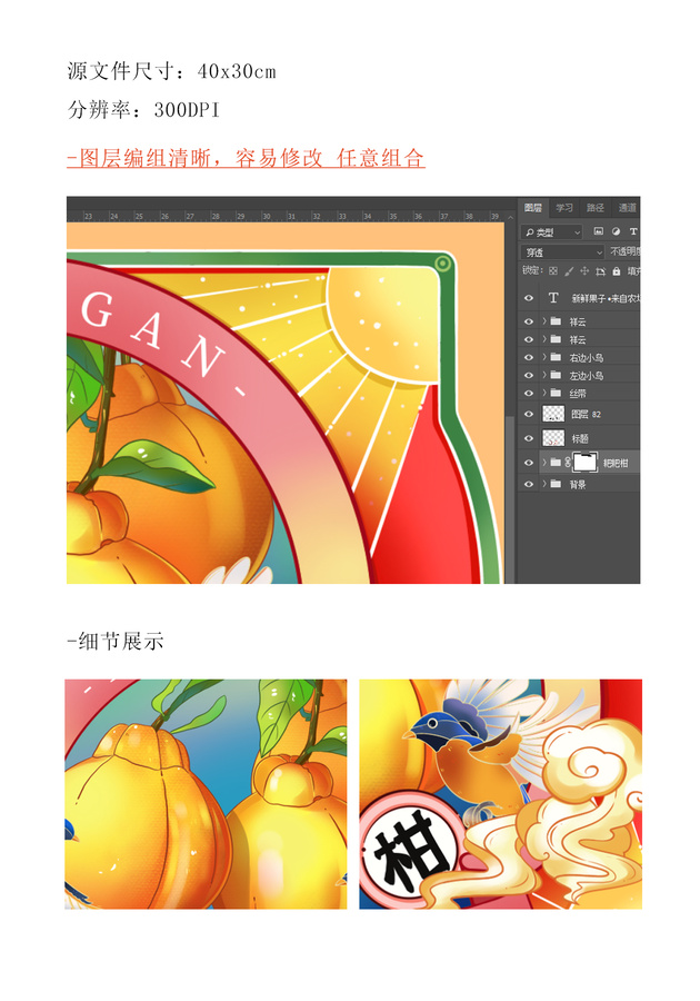 耙耙柑水果插畫包裝