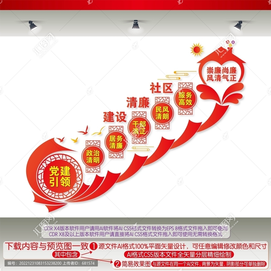 清廉社區(qū)樓梯間文化墻