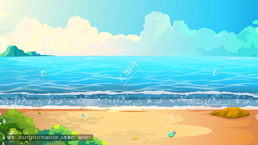 卡通矢量插畫海邊度假陽光沙灘