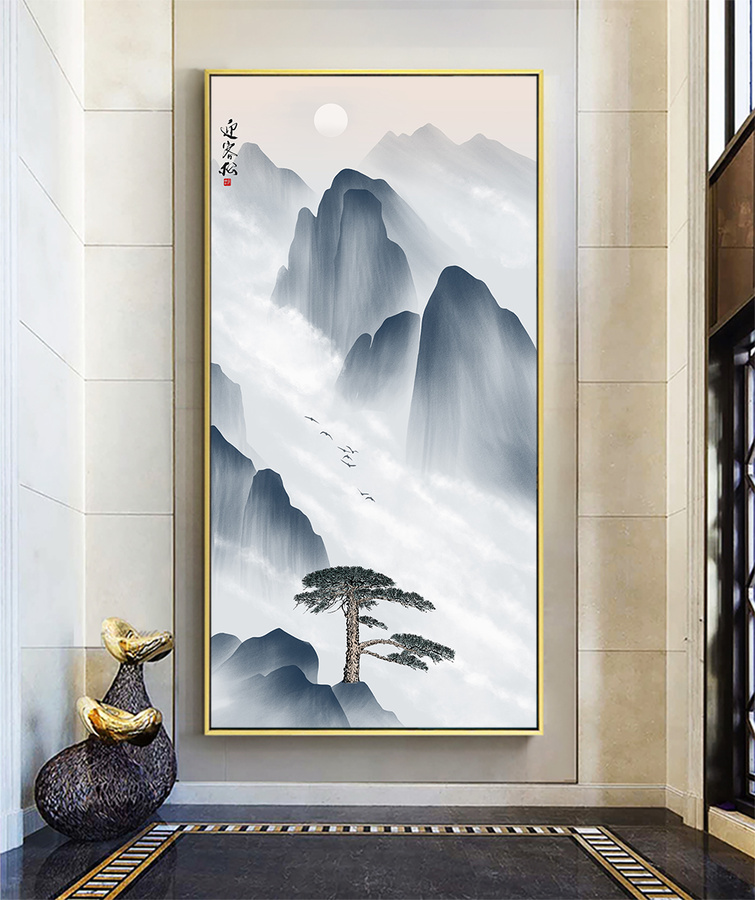 迎客松山水畫