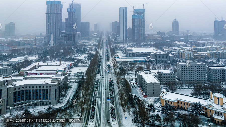 大雪中的中国长春城市景观