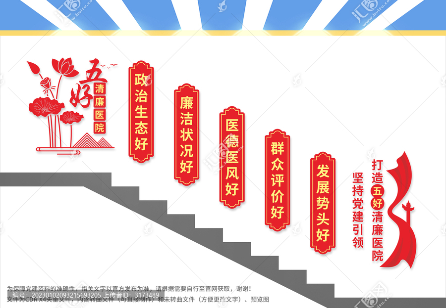 五好清廉醫(yī)院樓梯文化墻