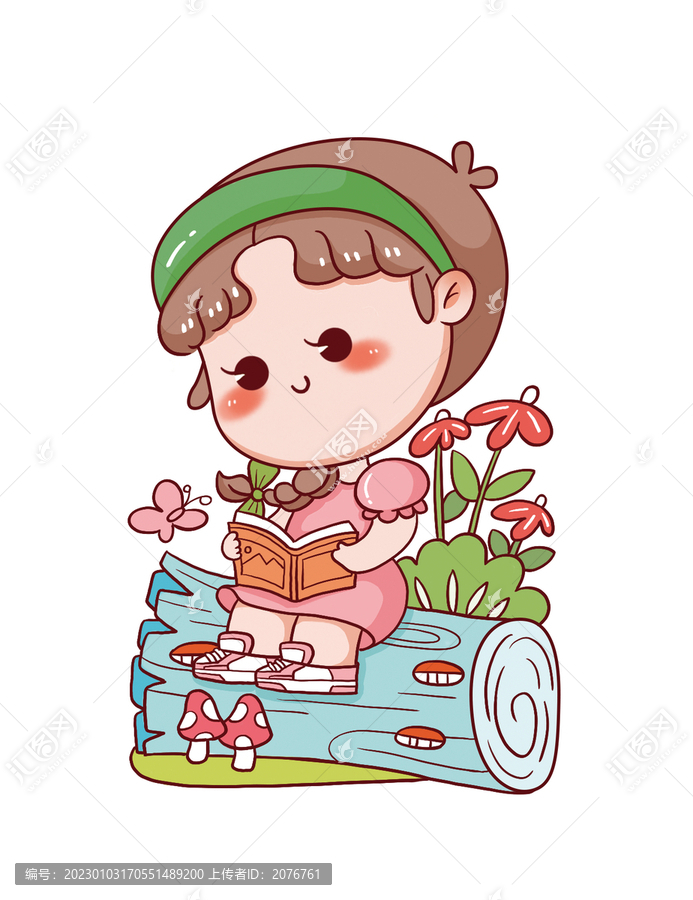 手繪卡通小女孩