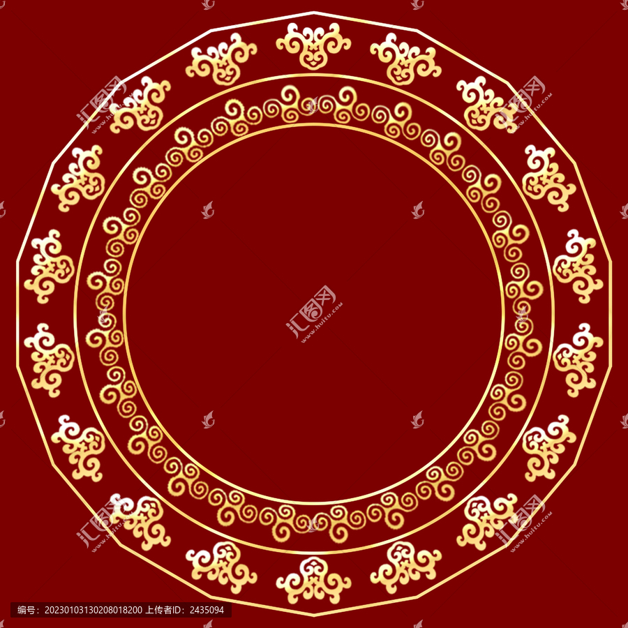 紅金圓形中國(guó)風(fēng)邊框插畫元素