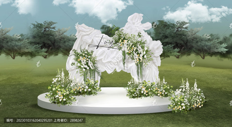 戶外白綠色婚禮外區(qū)