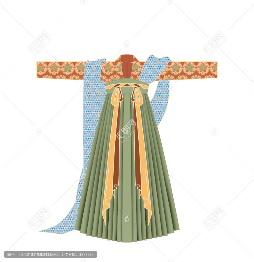 團(tuán)花圖案女式唐代齊胸款漢服