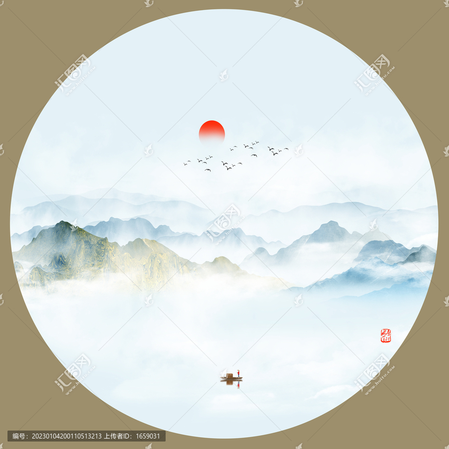 中式水墨山水裝飾畫