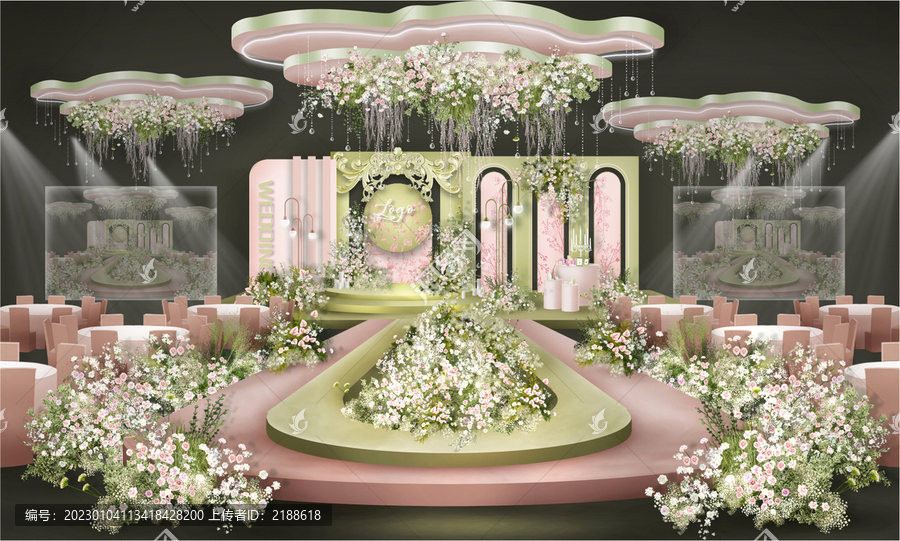 果粉色后現(xiàn)代簡歐婚禮效果圖
