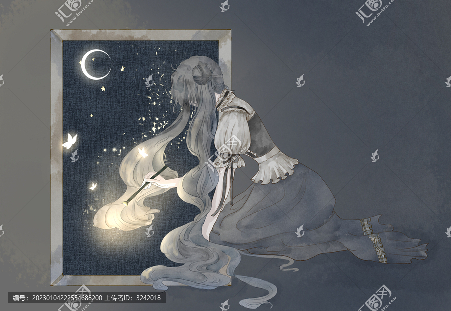 畫星空的少女