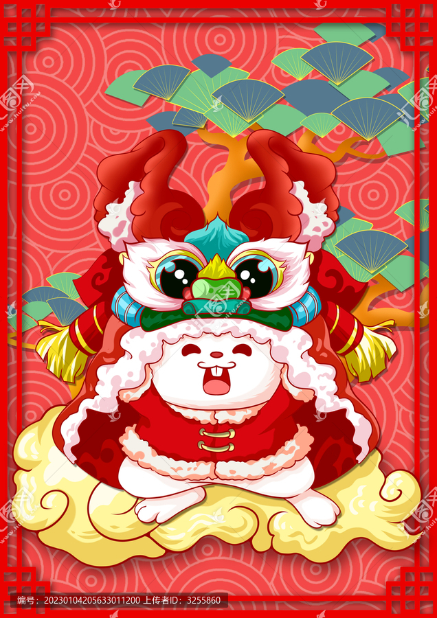 新年兔子插畫海報