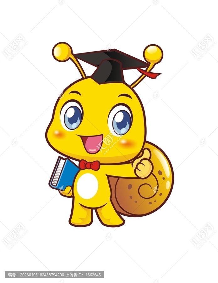 卡通可愛小蝸牛博士豎大拇指