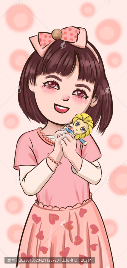 抱娃娃粉色女孩壁紙