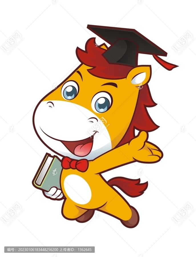 卡通可愛小馬博士拿書