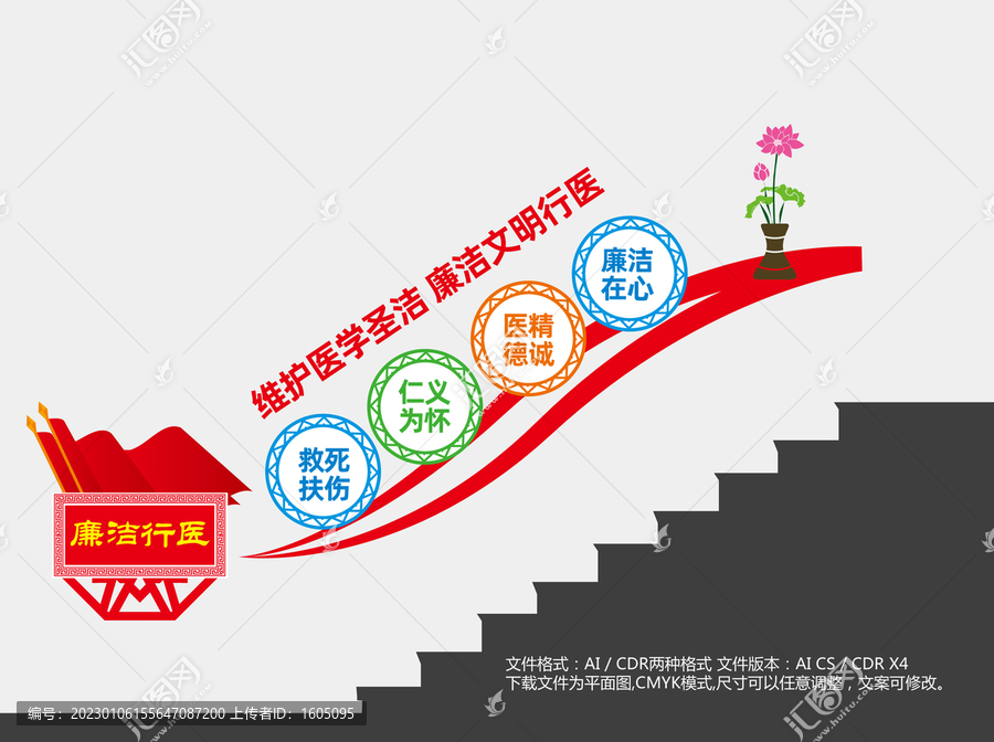 清廉醫(yī)院樓梯文化墻
