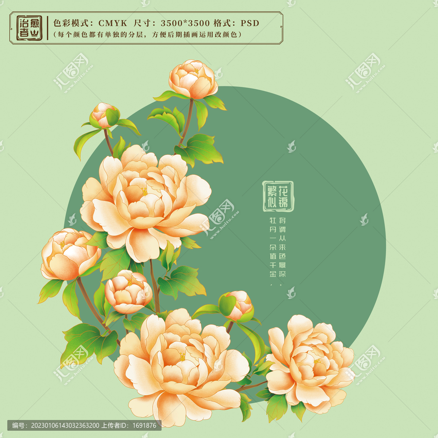 國(guó)風(fēng)牡丹插畫(huà)