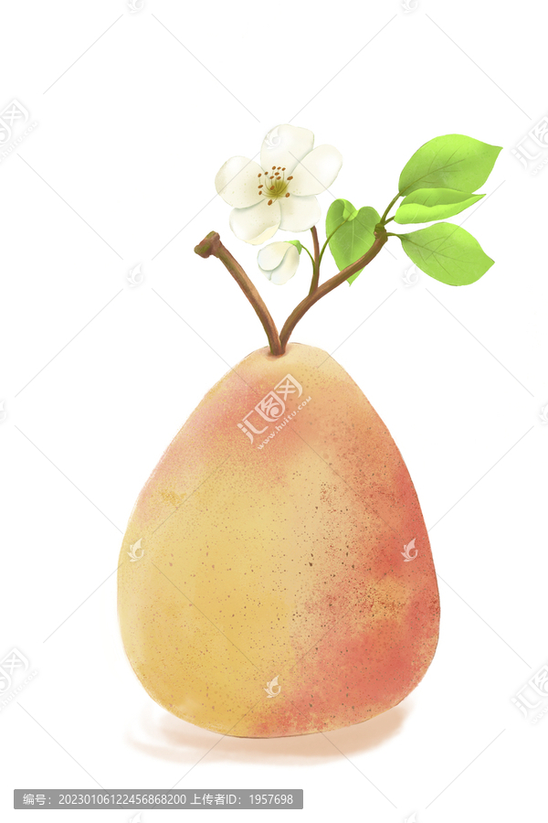 國潮水彩小清新大黃梨