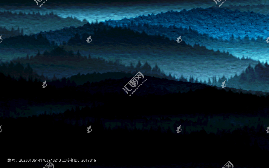 簡(jiǎn)約藍(lán)色大氣山水