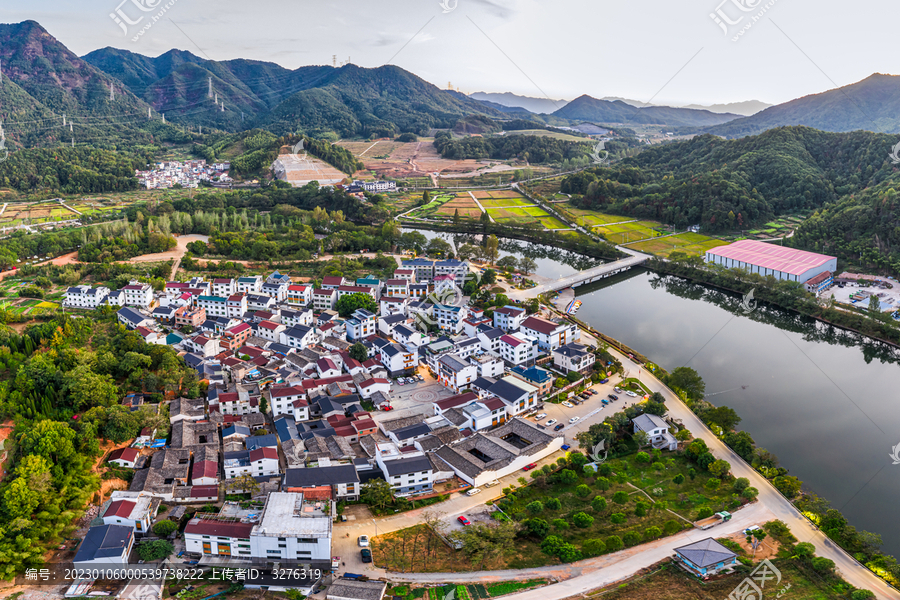 义乌佛堂钟村风光广角全景