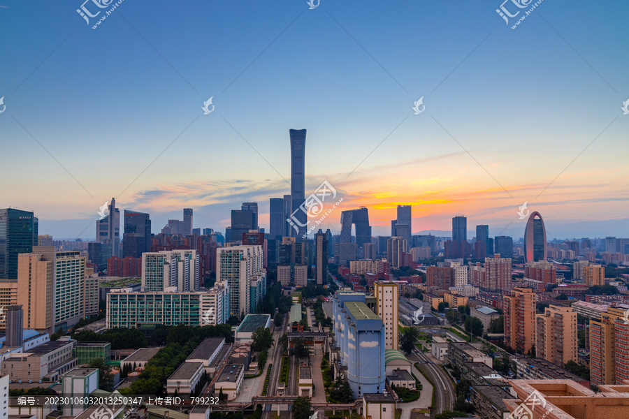 北京国贸CBD中央商务区夕阳风光