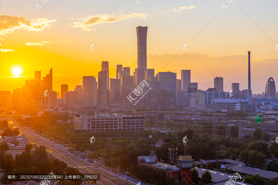 北京国贸CBD中央商务区夕阳风光