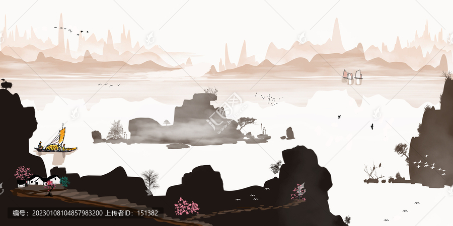 意境水墨山水畫