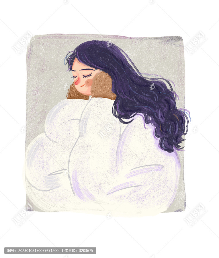 下雪女孩人物插畫