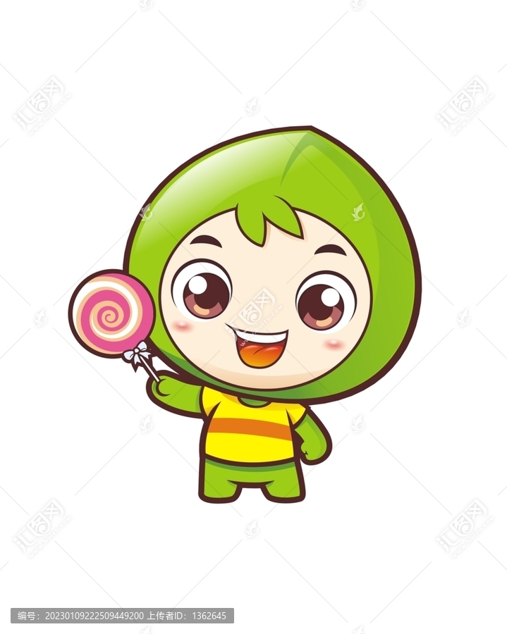 卡通可愛小青梅拿棒棒糖