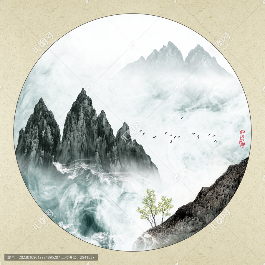 中式水墨山水裝飾畫