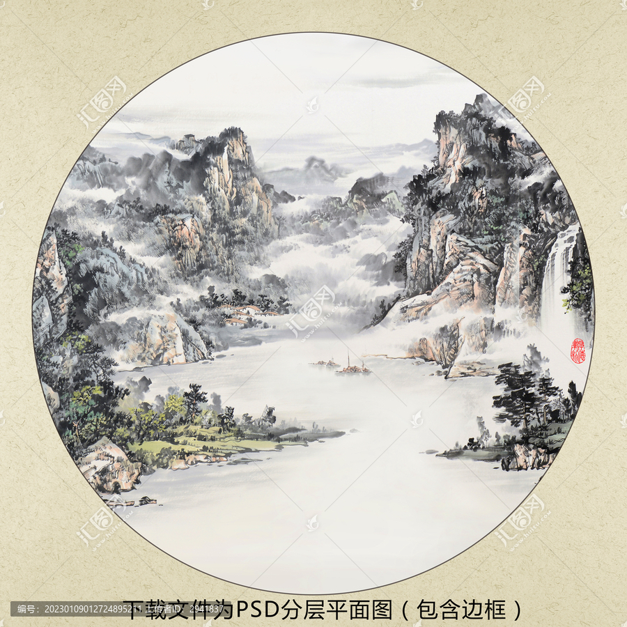中式水墨山水裝飾畫(huà)