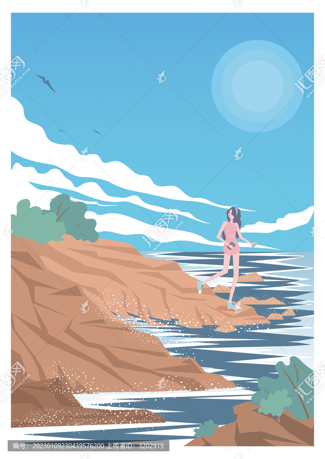 陽光海岸和女孩
