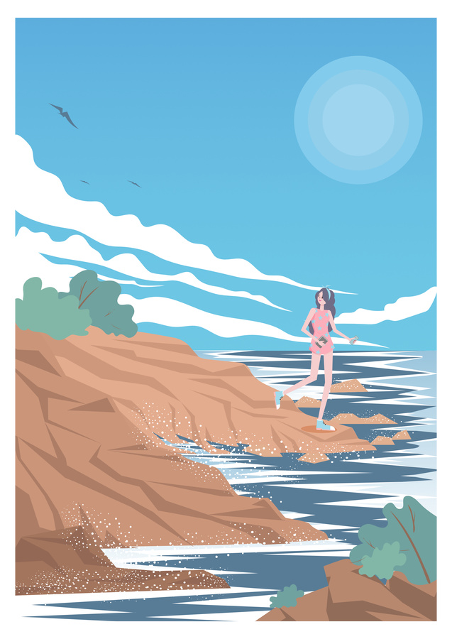 陽光海岸和女孩
