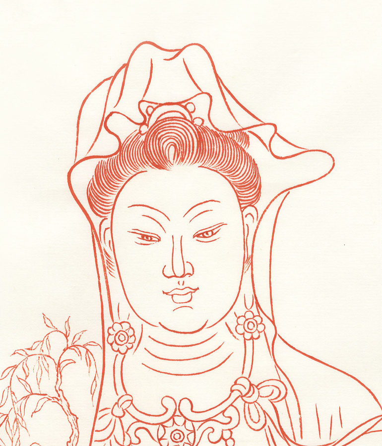 線描蓮臺(tái)觀音像