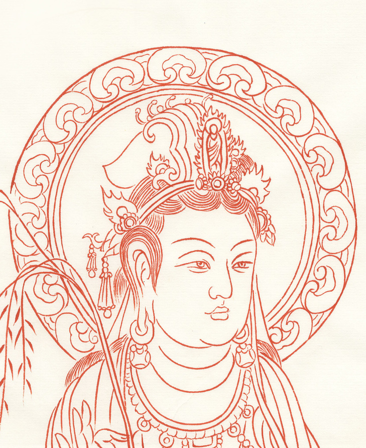 線描楊柳觀音像