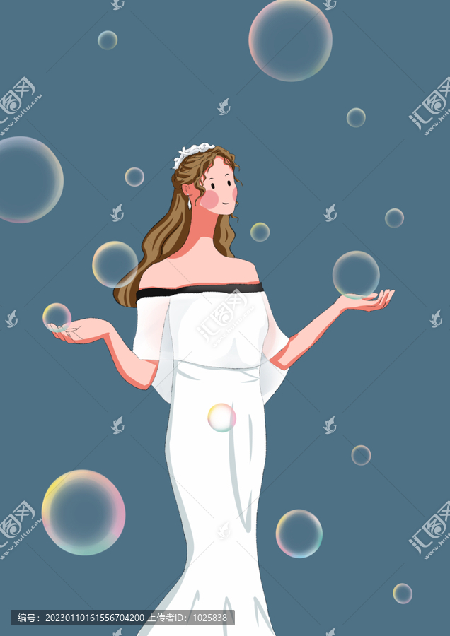 手繪插畫女孩