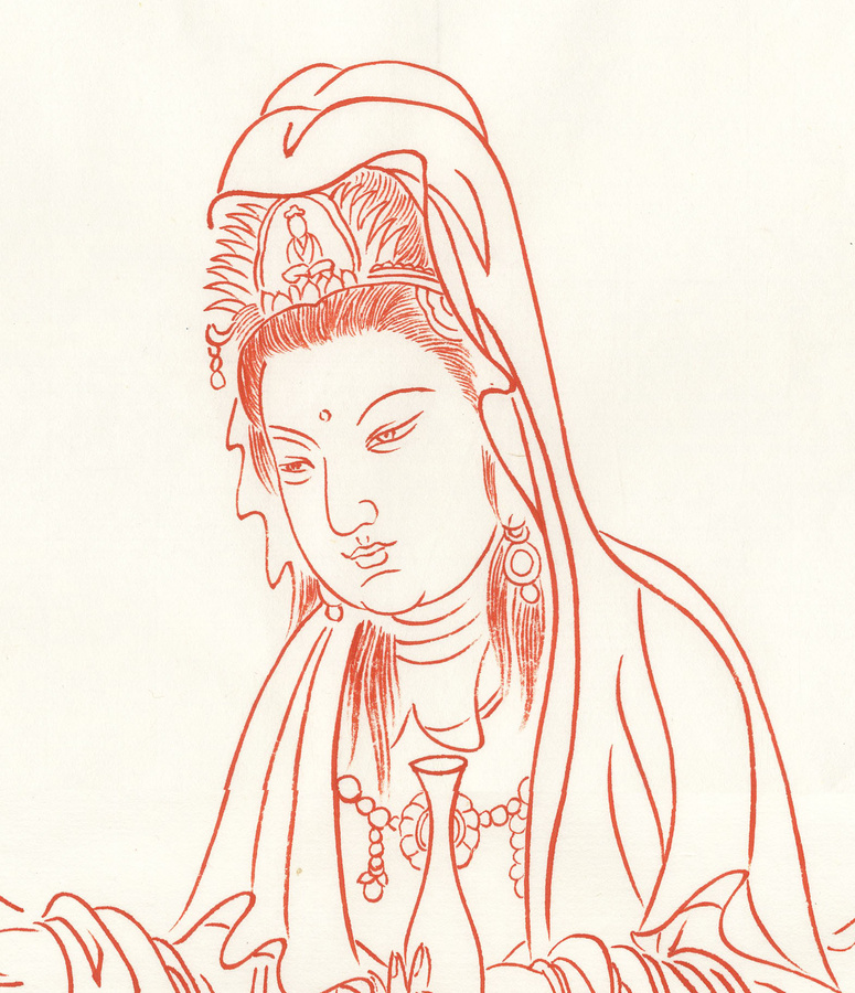 線描圓光觀音像