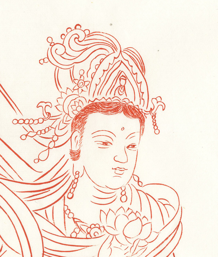 線描飛天菩薩