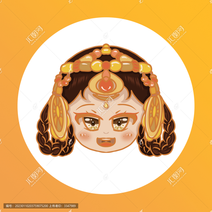民族女孩頭像插畫