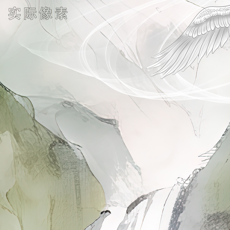 桃花源瀑布流水中式水墨畫壁畫