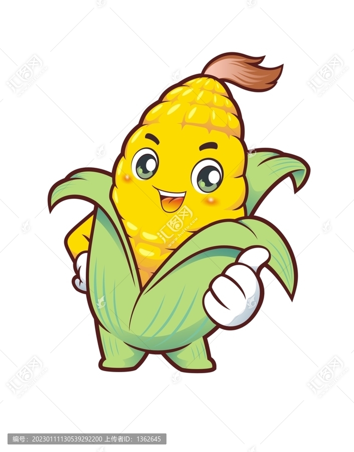 卡通可愛玉米豎大拇指