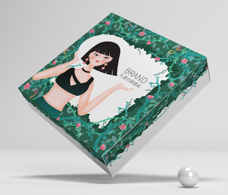 化妝品洗護(hù)用品禮盒包裝插畫