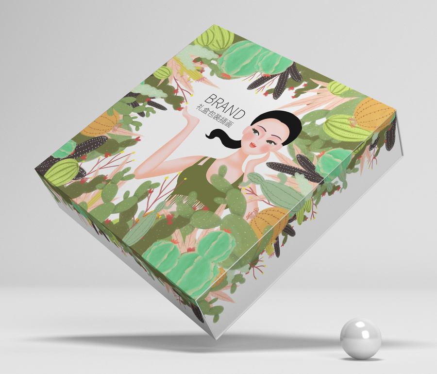 化妝品護(hù)膚品禮盒包裝插畫(huà)