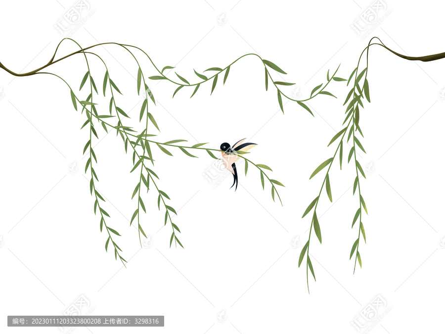 绿色春天小燕子挑起柳枝