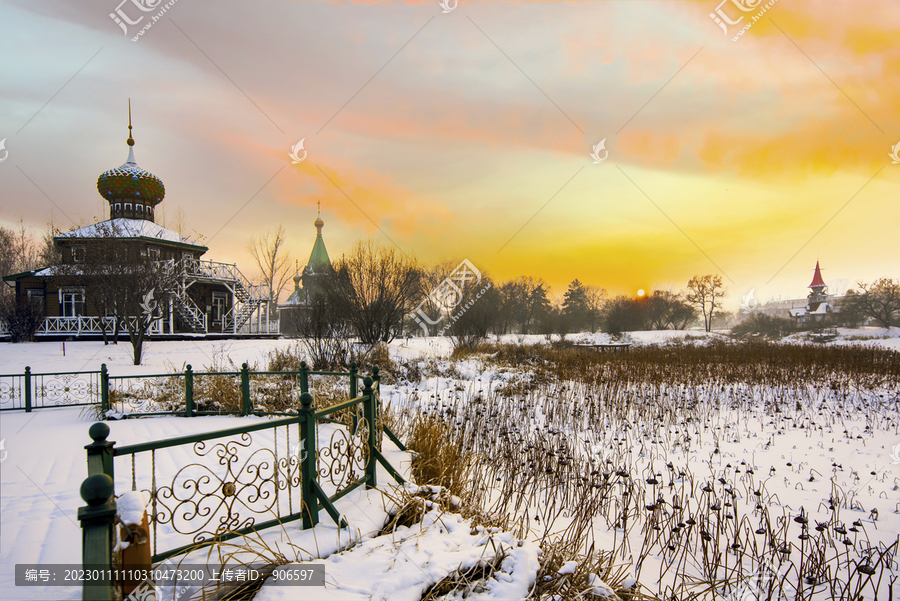 夕阳雪景